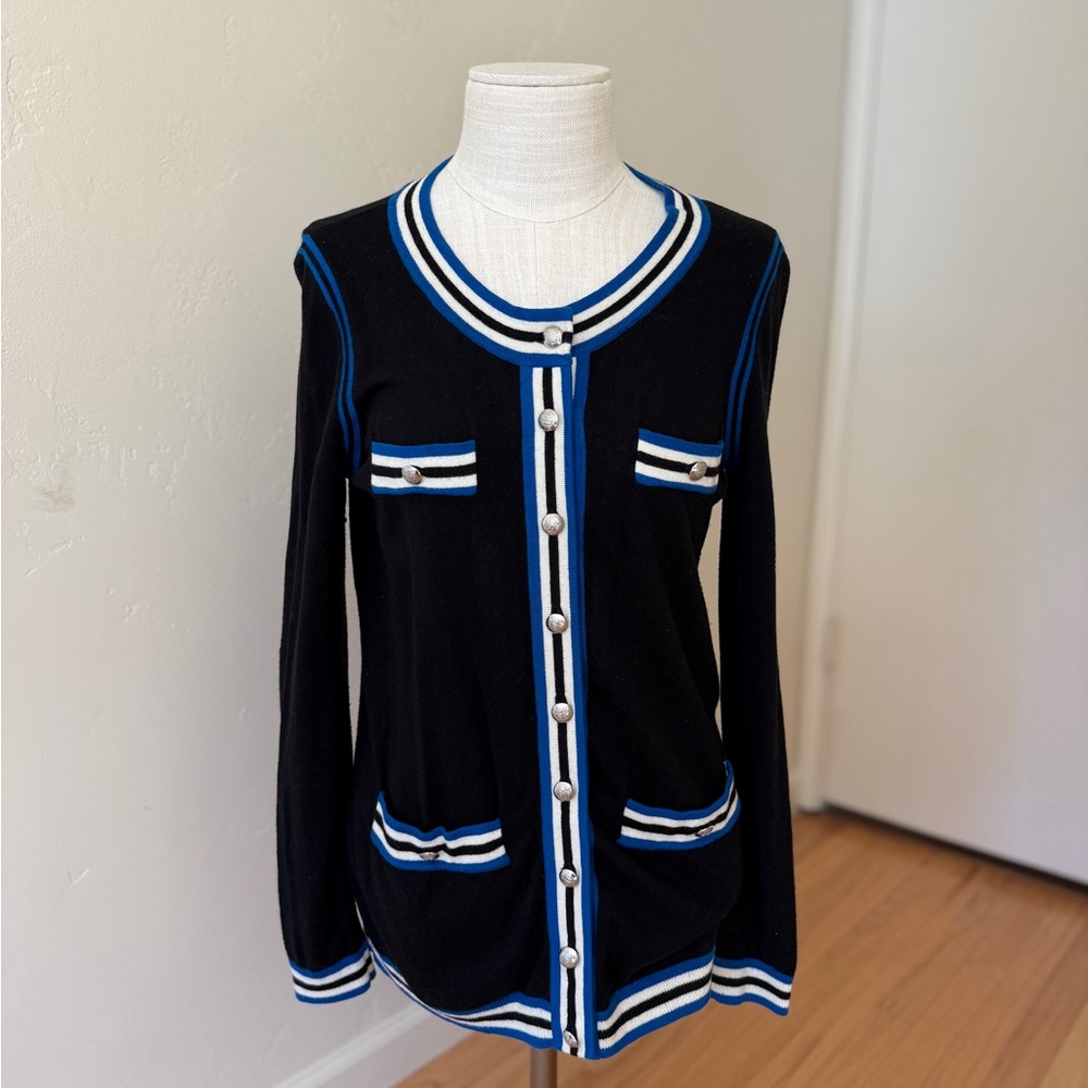Talbots Black and Blue Cardigan Sweater size M